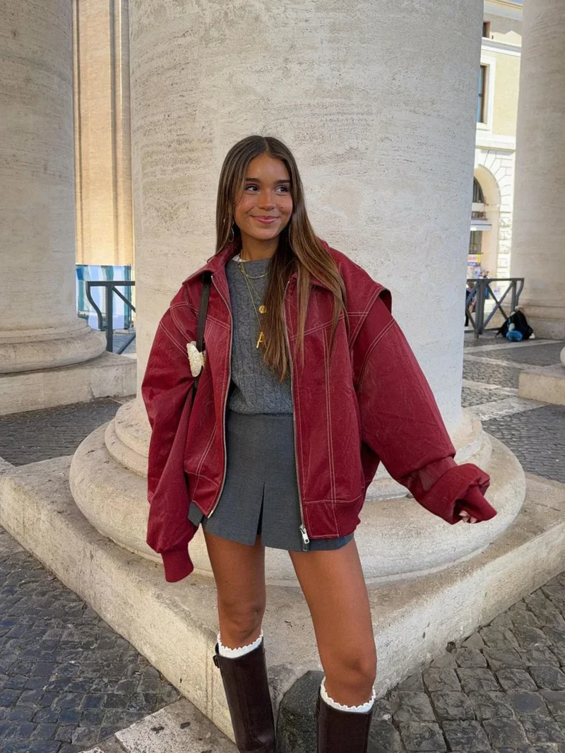 Freja – Oversized Kontrastjacka med Trendig Passform