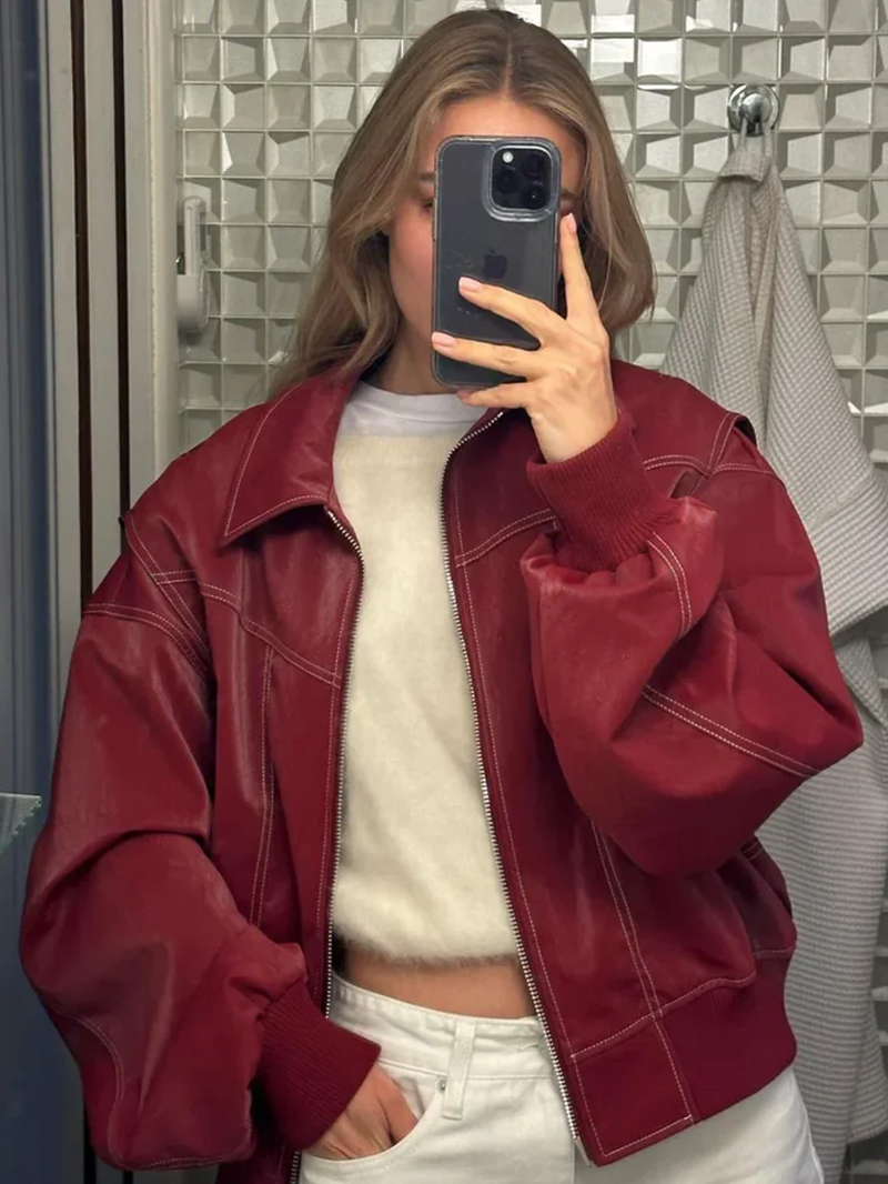 Freja – Oversized Kontrastjacka med Trendig Passform