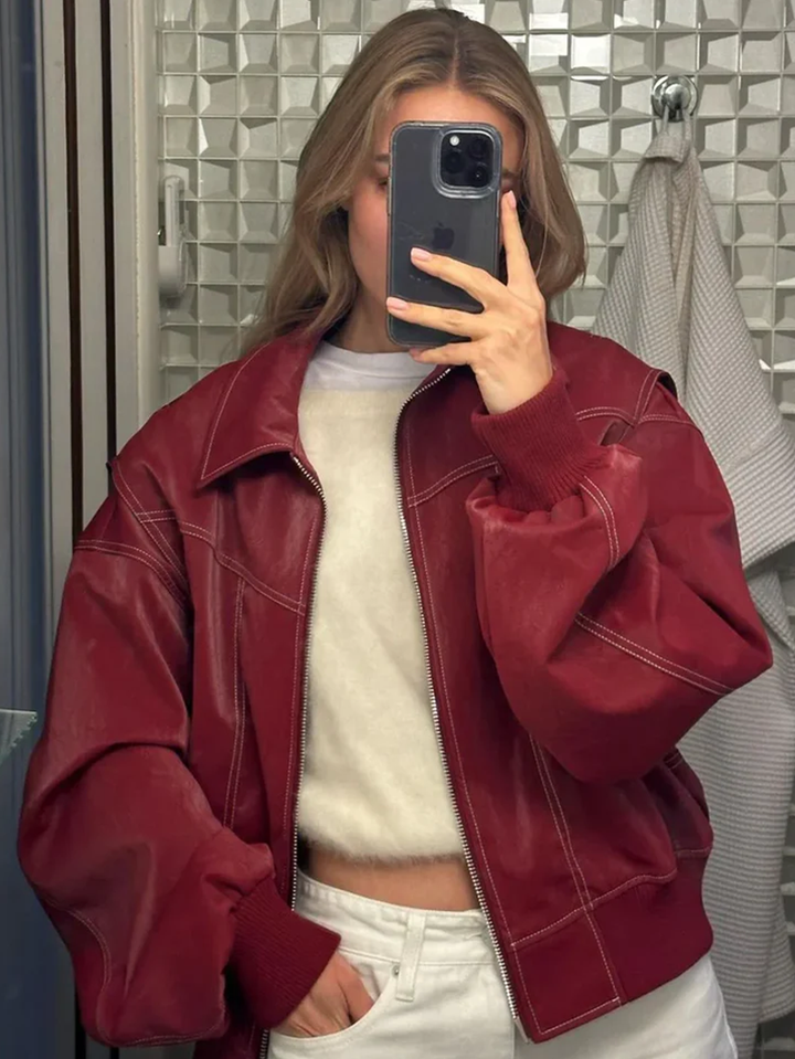 Freja – Oversized Kontrastjacka med Trendig Passform
