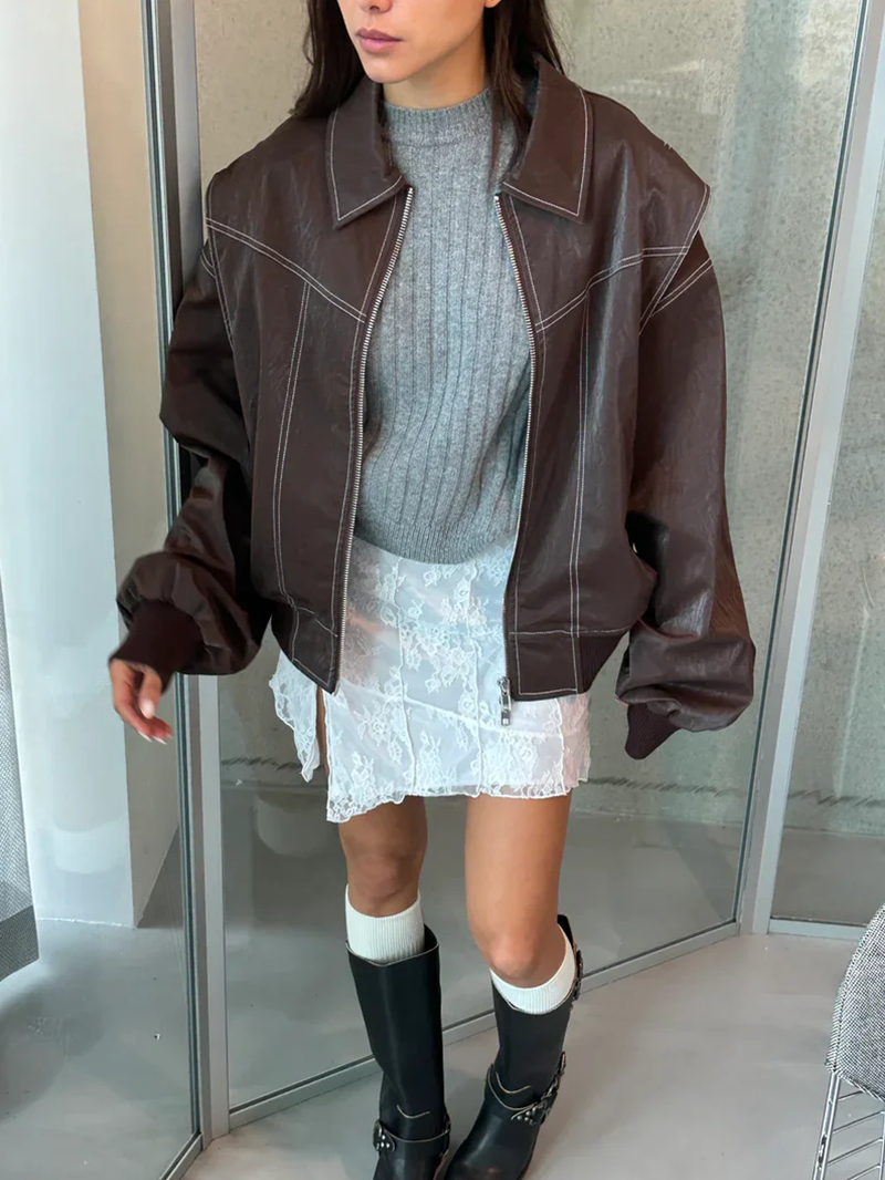 Freja – Oversized Kontrastjacka med Trendig Passform