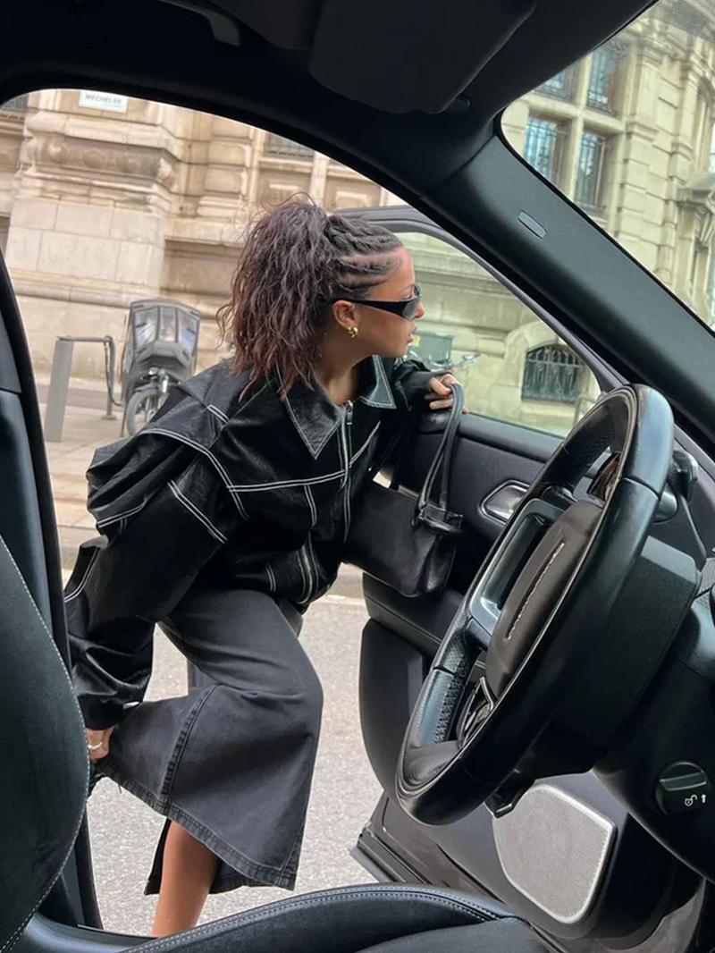 Freja – Oversized Kontrastjacka med Trendig Passform